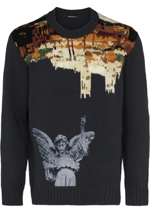Undercover sculpture-print intarsia jumper - Blue
