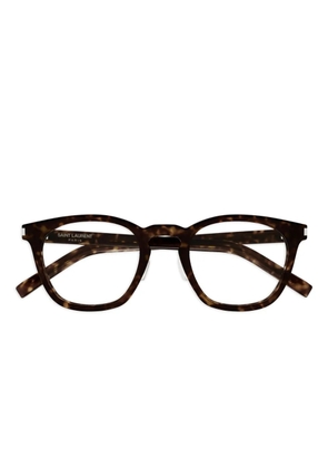Saint Laurent Eyewear tortoiseshell-pattern rectangle-frame glasses - Brown