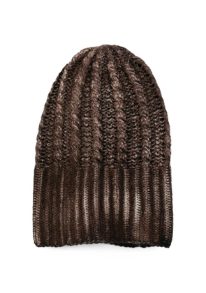 Avant Toi cable-knit ribbed beanie hat - Brown