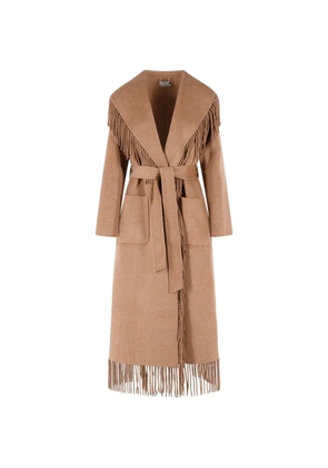 Simkhai fringe-trimmed belted coat - Neutrals