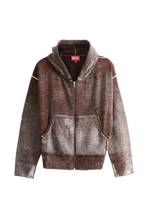 Diesel reverse-print hooded cardigan in wool - Brown