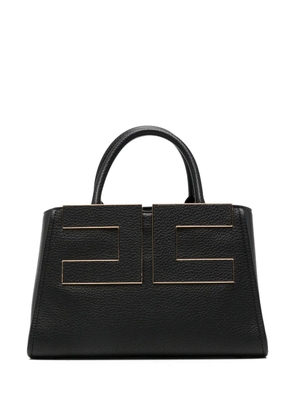 Elisabetta Franchi logo-plaque pebbled-effect tote bag - Black