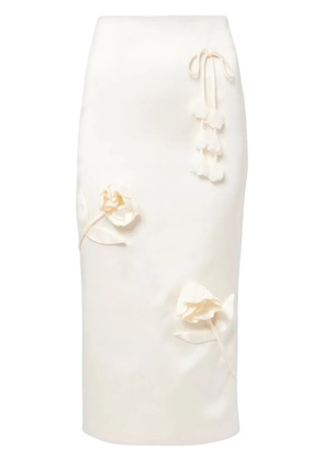 Self-Portrait floral-appliqué skirt - Neutrals