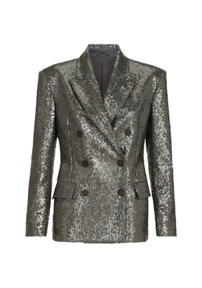 Brunello Cucinelli dazzling texture embroidery blazer in virgin wool flannel - Grey