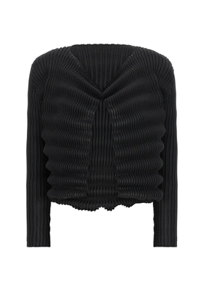 Issey Miyake Spring Pleats wave-pattern cardigan - Black