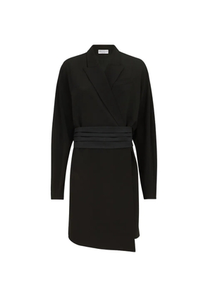 Brunello Cucinelli silk and acetate crêpe cady tuxedo dress with monili - Black