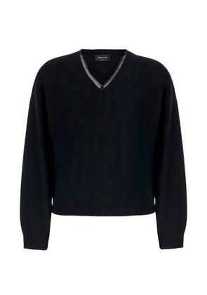 Fabiana Filippi tulle-insert V-neck sweater - Black