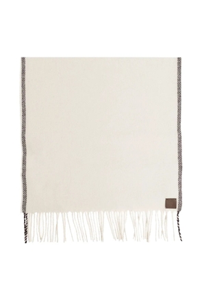 Eleventy fringed logo-patch scarf - Neutrals