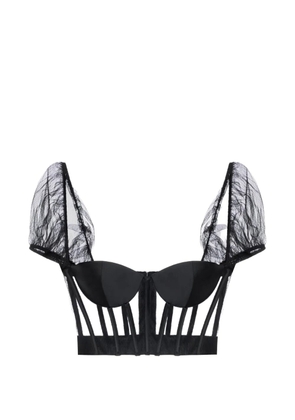 Elisabetta Franchi mesh and gazar bustier top - Black