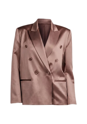 The Sei double-breasted satin blazer - Brown