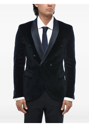 Corneliani double-breasted velvet blazer - Blue