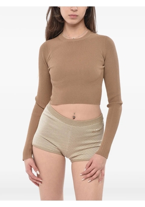 Max Mara ribbed fabric crop top arcella - Brown