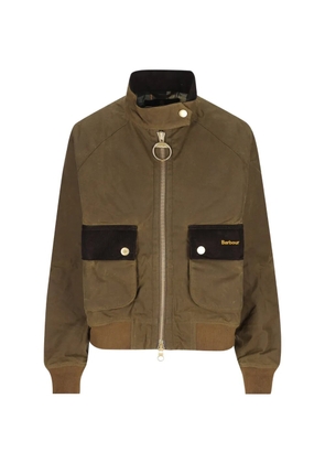 Barbour long-sleeve corduroy-collar zip-up bomber jacket - Green