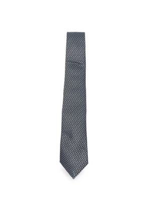 Giorgio Armani chevron-patterned silk tie - Blue
