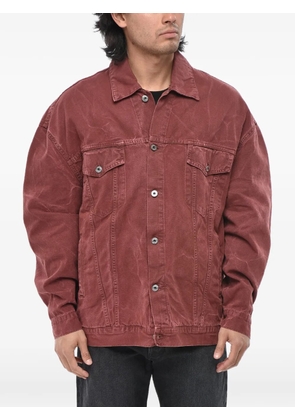 Off-White garment-dyed patch-pocket denim jacket - Red
