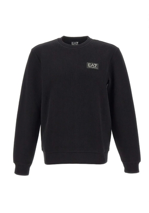 Ea7 Emporio Armani logo-patch ribbed sweatshirt - Black