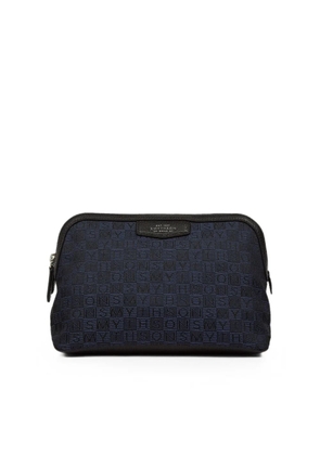 Smythson small Stamp Canvas travel pouch - Blue