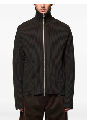 Omar Afridi ribbed-knit zip-up sweater - Grey
