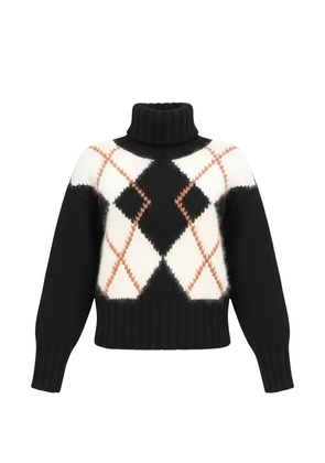 Isaia argyle-pattern roll-neck sweater - Black