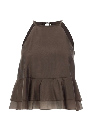 kaos ruffled tie-fastening top - Brown