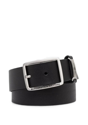 Aeronautica Militare logo-engraved leather belt - Black