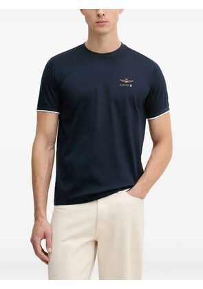 Aeronautica Militare logo-embroidered contrast-trim T-shirt - Blue