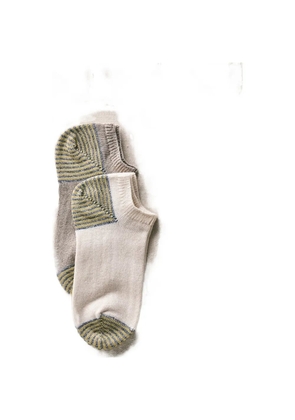 yahae striped-trim sneakers set of two socks - Neutrals