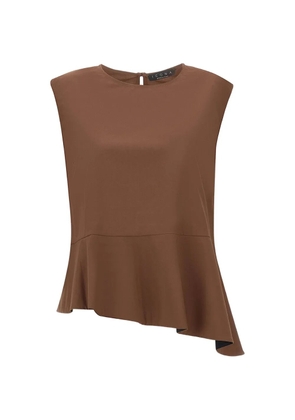 kaos asymmetric ruffled sleeveless blouse - Brown