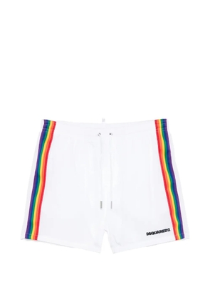 DSQUARED2 rainbow-stripe drawstring swim shorts - White