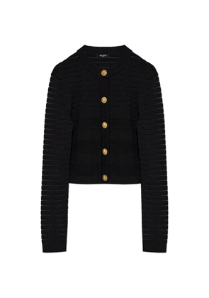 Balmain sheer-stripe fitted cardigan - Black