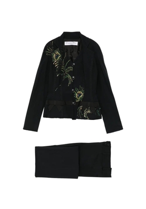 Christian Dior Pre-Owned peacock-embellished tailored suit - Black