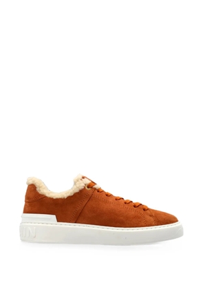 Balmain B-Court shearling-trim sneakers - Brown