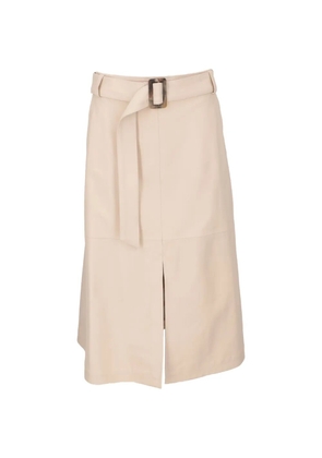 Isaia belted front-slit skirt - White