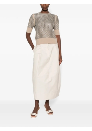 Ermanno Scervino sequin-embellished checkered wool sweater - Neutrals