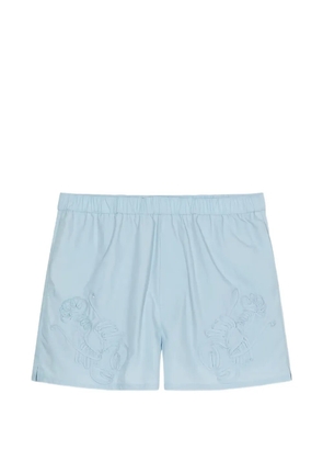 Closed embroidered-details shorts - Blue