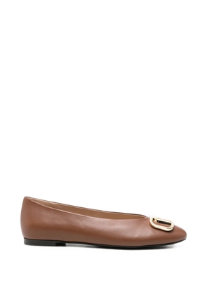 Furla logo-plaque leather ballet flats - Brown