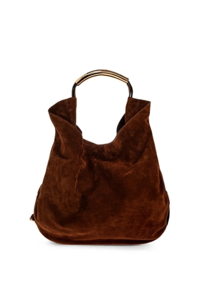 Moschino large Handle Me suede tote bag - Brown