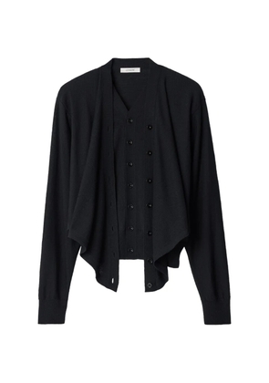 LEMAIRE trompe-l’œil cardigan in merino wool blend - Black
