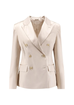 Brunello Cucinelli double-breasted satin-finish blazer - Neutrals