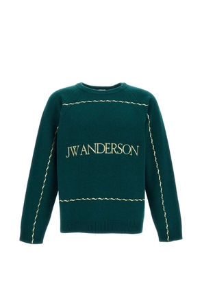 JW Anderson logo-embroidered wavy-stitch knit - Green