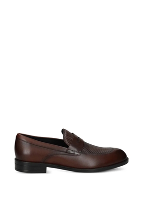 BOSS textured-panel penny-slot loafers - Brown
