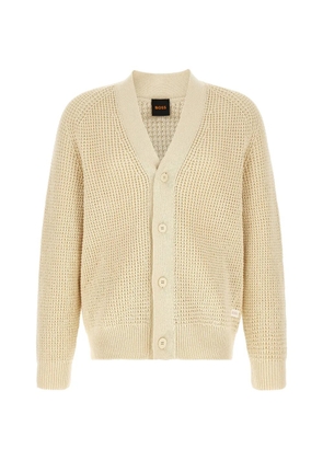 BOSS honeycomb-knit V-neck cardigan - Neutrals
