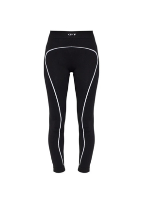 Off-White logo-print panelled leggings - Black