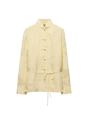 Shanghai Tang patterned-jacquard belted shirt - Yellow