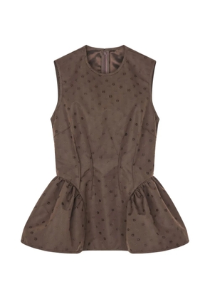 Cecilie Bahnsen Daimi floral-jacquard peplum top - Brown