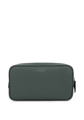 Smythson Panama logo-print wash bag - Green