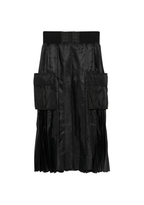 sacai quilted pleated midi skirt - Black