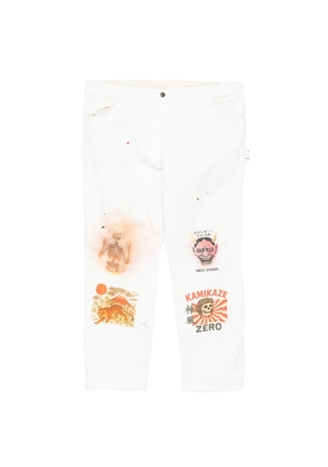 Melt graphic-print carpenter jeans - White