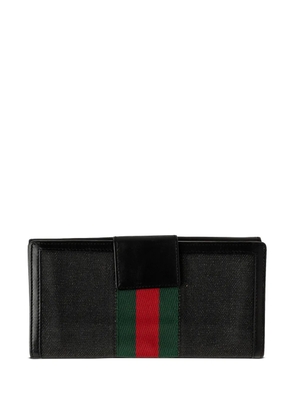 Gucci Pre-Owned 2000-2015 Canvas and Leather Web Continental Wallet long wallets - Black