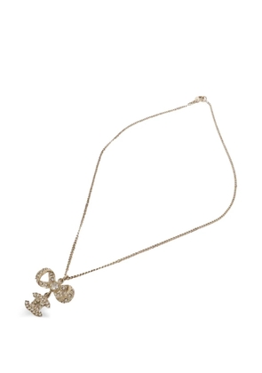 CHANEL Pre-Owned crystal CC bow necklace - Gold